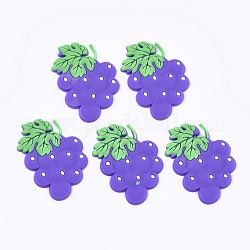 Autumn Theme PVC Plastic Cabochons, Grape, Blue Violet, 41x32x2.5mm