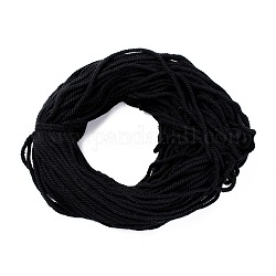 Cables de hilo de algodón, 3 capa, para la fabricación de la joya, negro, 5~5.8mm, 109.4 yarda (100 m)/paquete