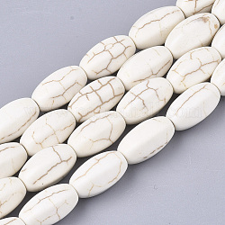 Filo di perline turchesi sintetici, ovale, biancheria, 14~14.5x9x8mm, Foro: 1 mm, circa 28pcs/filo, 15.7 pollice