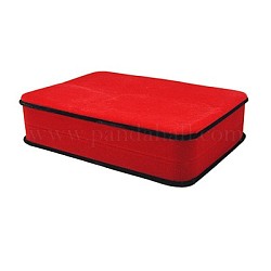 Velvet Jewelry Set Boxes, Rectangle, Red, 180x130x45mm