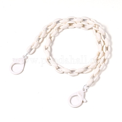 (Jewelry Parties Factory Sale)Personalized Acrylic Cable Chain Necklaces, Eyeglass Chains, Handbag Chains, with Plastic Lobster Claw Clasps, Creamy White, 24.33 inch(61.8cm)