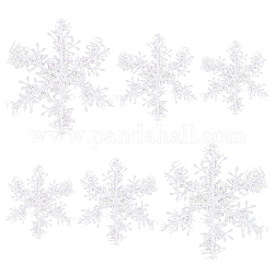 SUPERFINDINGS 60Pcs 3 Sizes Christmas White Snowflake Ornaments Christmas Tree Decorations Plastic Glitter Snowflake Ornaments with Hanging Hole for Winter Decorations Tree Window Door Accessories