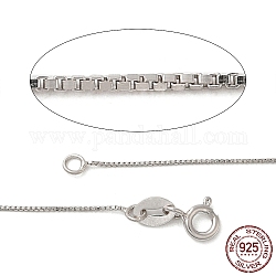 Collane a catena con 925 catena in argento rodiato placcato rodio, con chiusure di anello di primavera, con 925 francobollo, platino, 18 pollice (45 cm), 0.65mm