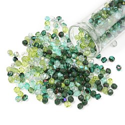 Perle di vetro ceco lucidate a fuoco, sfaccettato, ananas, verde, 4x4mm, Foro: 1 mm, circa 1440pcs/scatola