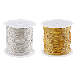 SUPERFINDINGS 2 Rolls 2 Colors Nylon Thread, with Metallic Cords, Mixed Color, 0.8mm, about 71.08 yards(65m)/roll, 1 roll/color