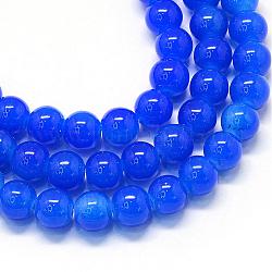Выпечки окрашены имитация нефрита стекловолокна круглый шарик, королевский синий, 10~10.5 мм, отверстие : 1.5 мм, около 85 шт / нитка, 31.4 дюйм