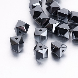 Non-magnetic Synthetic Hematite Beads Strands, Polygon, 6x6x5.5mm, Hole: 1mm, about 66pcs/strand, 15.9 inch(40.5cm)