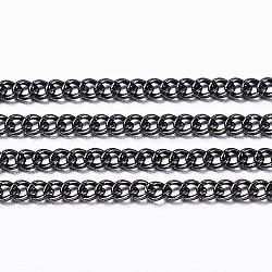 304 Stainless Steel Twisted Chains, Curb Chains, Soldered, with Spool, Electrophoresis Black, 1.2x1.1x0.3mm, about 32.8 Feet(10m)/roll