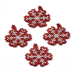 Cuentas de semillas japonesas miyuki & toho, colgantes hechos a mano, patrón de telar, copo de nieve, de color rojo oscuro, 21.5x22x2mm, agujero: 1.4 mm