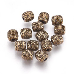 Tibetischer stil legierung perlen, Antik Bronze Farbe, Fass, Bleifrei und cadmium frei, 6 mm in Durchmesser, 6 mm lang, Bohrung: 1.6 mm
