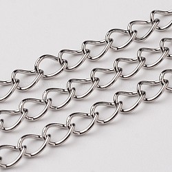 304 Stainless Steel Twisted Chains, Soldered, Stainless Steel Color, 5x3.5x0.6mm, about 120cm/strand