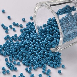 11/0 grado a cuentas redondas de semillas de vidrio, pintura para hornear, cielo azul profundo, 2.3x1.5mm, agujero: 1 mm, aproximamente 48500 unidades / libra