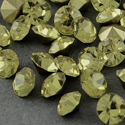 Strass de dos pointu de Grade A, dos plaqué, diamant, jonquille, 4.0~4.2mm, environ 144 pcs / brut