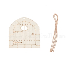 Cabujones de madera natural, con cuerda de cáñamo, para la fabricación de la joya diy, puerta, burlywood, 100x100x2mm, cuerda de cáñamo: 20 cm