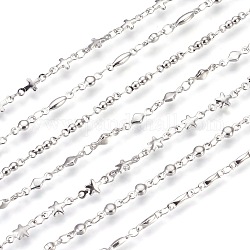 304 Stainless Steel Link Chain Bracelets, with Lobster Claw Clasps, Mixed Shapes, Stainless Steel Color, 8-1/4 inch(20.8~21cm)