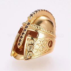 Messing Micro Pave Zirkonia Gladiator Helm Perlen, golden, 18x12x13 mm, Bohrung: 2 mm