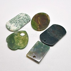 Natural Indian Agate Pendants, Mixed Shapes, 29~45x20~32x2~7mm, Hole: 2~7mm