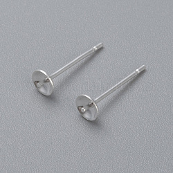 Accessoires de puces d'oreilles en 304 acier inoxydable, couleur d'argent, 14x6mm, pin: 0.8 mm