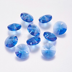 Facettierten Glas Strass Charms, Nachahmung österreichischen Kristall, Kegel, Saphir, 6x3 mm, Bohrung: 1 mm