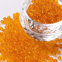Perline semi di vetro, trasparente, tondo, arancione, 8/0, 3mm, Foro: 1 mm, circa 10000 perline / pound