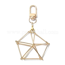 Brass Empty Pouch Stone Holder for Keychain, with Alloy Swivel Clasps, Golden, 9.7cm