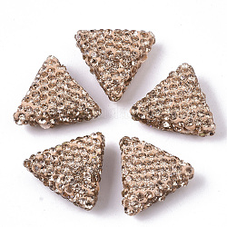 Abalorios de arcilla de polímero hechos a mano, triángulo, luz colorado topaz, pp14 (2.0~2.1 mm), 18.5x19.5~20.5x9mm, agujero: 1.6 mm