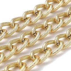 Oxidation Aluminum Textured Curb Chains, Twisted Chains, Unwelded, with Spool, Light Gold, 17x12x5mm, about 65.62 Feet(20m)/Roll