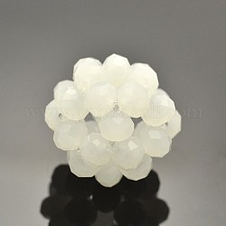 Imitación de cristal de jade cuentas redondas tejidas, abalorios de racimo, color de concha, 22mm, abalorios: 6 mm
