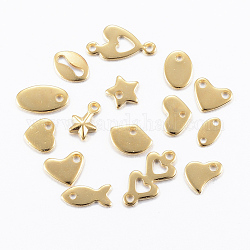 201 Stainless Steel Findings, Mixed Style Charms & Links, Golden, 5~10x3~7x0.8~1mm, Hole: 1~2mm