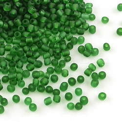 12/0 perles de rocaille en verre, dépoli couleurs, verte, 2mm, environ 30000 pcs / livre