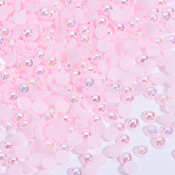 Cabujones de perlas de imitación de plástico ABS, accesorios de la decoración del arte del clavo, semicírculo, rosa, 4x2mm, aproximamente 10000 unidades / bolsa