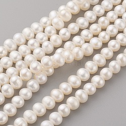 Natural Cultured Freshwater Pearl Beads Strands, Potato, Seashell Color, 6~7x5.5~6mm, Hole: 0.5mm, about 57pcs/strand, 13.39 inch(34cm)