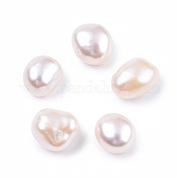 Perle di perle keshi barocche naturali, perle d'acqua dolce perla, Senza Buco, pepite, colore conchiglia, 8~10x7.5x7.5mm