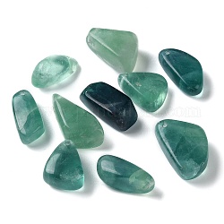 Pendentifs naturels de fluorite verte, pépites breloques, pierre roulée, 24~35x13~23x10~15mm, Trou: 1.4~1.6mm