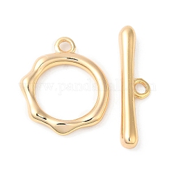 Messing Knebelverschlüsse, Ring, echtes 18k vergoldet, Ring: 16x13x2 mm, Bohrung: 1.6 mm, Bar: 20x5x2 mm, Bohrung: 1.6 mm