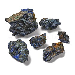 Grappolo di azzurrite naturale con pepite grezze, decorazione della casa di campioni minerali, 26~56x18~48x17~38mm, 25pcs/1000g