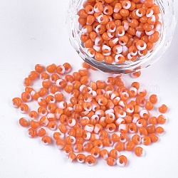 Glass Seed Beads, Fringe Teardrop Beads, Opaque Colours, Two Tone, Dark Orange, 3.5~4x2.5~6mm, Hole: 1mm, about 4500pcs/bag