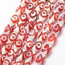 Natürliche Achat Perle Stränge, Fass, gefärbt und erhitzt, Klasse A, orange rot, 12x8 mm, Bohrung: 1 mm, ca. 30 Stk. / Strang, 14 Zoll