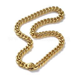 Placcatura ionica (ip) 304 collane a catena a maglie cubane in acciaio inossidabile, con fermagli a forma di teschio, oro, 24.13 pollice (61.3 cm)