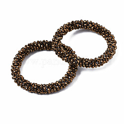 Braccialetto elastico intrecciato con perline di vetro tagliate, gioielli moda donna, sienna, diametro interno: 1-3/4 pollice (4.5 cm)