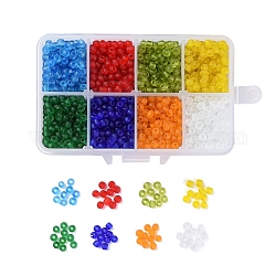 Abalorios de la semilla de cristal, colores esmerilado, agujero redondo, redondo, color mezclado, 4mm, agujero: 1.5 mm, 8colors, 23 g / color, 184 g / caja