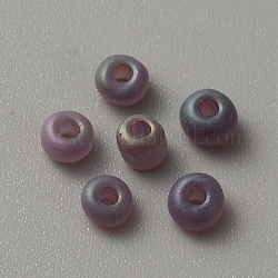 Transparent Frosted Glass Beads, Rondelle, Purple, 5x3.5mm, Hole: 1.2mm, about 2400pcs/200g