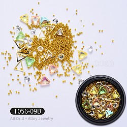 Cabochon in strass di resina a punta sul retro, con accessori in lega, nail art accessori decorativi, triangolo, oro, colorato, 1~7.5x1~6.5x1~3mm, scatola: 40x13.5 mm