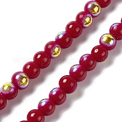 Rociar perlas de vidrio pintado hebras, redondo, ladrillo refractario, 5.5~6mm, agujero: 1.2 mm, aproximamente 68 pcs / cadena, 14.61'' (37.1 cm)