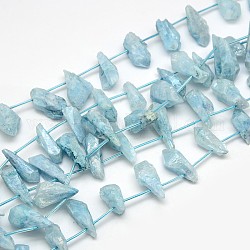 Chapelets de perles de cristal en quartz naturel, pépites, cyan clair, 18~35x6~14x6~12mm, Trou: 1mm, Environ 22 pcs/chapelet, 15.74 pouce