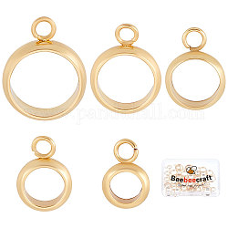 Beebeecraft 50Pcs 5 Size Ring Bail Beads Charm 18K Gold Plated Hanger Links Connectors with Loop European Spacer Beads Pendant for Bracelet