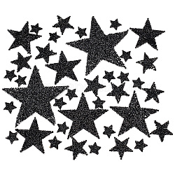 AHANDMAKER 38Pcs Star Iron on Patches Hot Glue Rhinestone Stars Glitter Patches Star Patches for Clothing DIY Decorative Patches for Dress Jeans Jackets Handbag Clothing(Black)