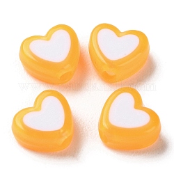 Abalorios de acrílico del corazón, talón en grano, naranja, 7x8x4mm, agujero: 1.8 mm, aproximamente 2777 unidades / 500 g