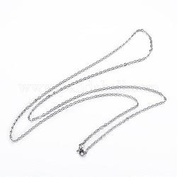 304 Edelstahl Kabelkette Halsketten, mit Karabiner verschlüsse, Edelstahl Farbe, 29.53 Zoll (75 cm), 2.5 mm