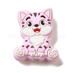 Perline focali in silicone per gatti, fare collane fai-da-te fai-da-te, perla rosa, 30x24x9.5mm, Foro: 2 mm